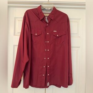 Rafter C Burgundy Pearl Snap Fishing Shirt